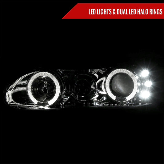 1998-2002 Chevrolet Camaro Dual Halo Projector Headlights (Chrome Housing/Clear Lens)