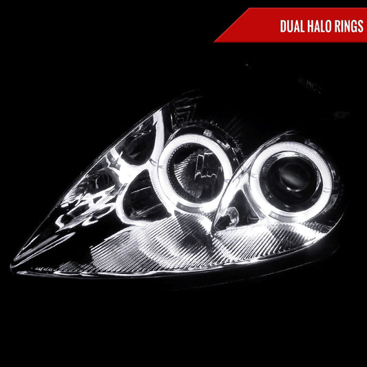 2000-2005 Mitsubishi Eclipse Dual Halo Projector Headlights (Chrome Housing/Clear Lens)