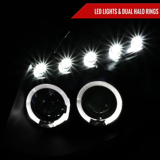 2003-2007 Infiniti G35 Coupe Dual Halo Projector Headlights (Matte Black Housing/Clear Lens)