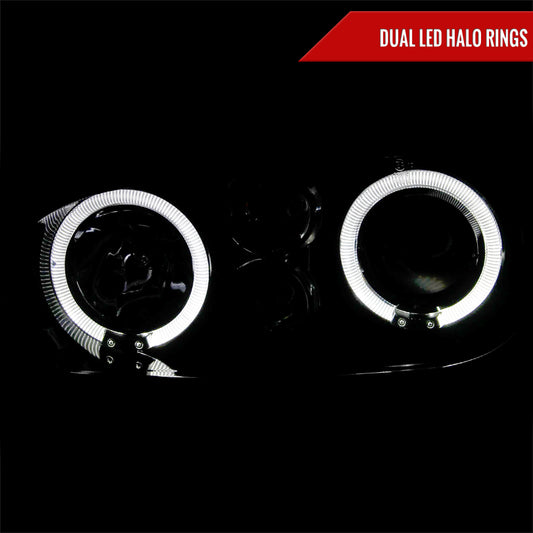 1999-2006 Volkswagen Golf Mk4 GTI/R32 Cabrio Dual Halo Projector Headlights (Glossy Black Housing/Smoked Lens)