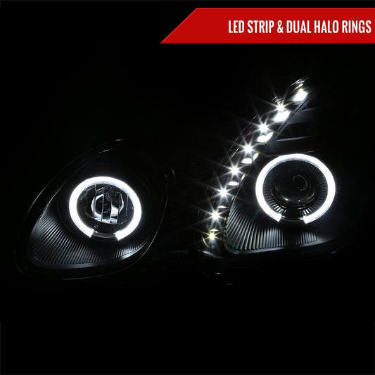 1998-2005 Lexus GS300/GS400/GS430 Halo Projector Headlights w/ SMD LED Light Strip (Matte Black Housing/Clear Lens)