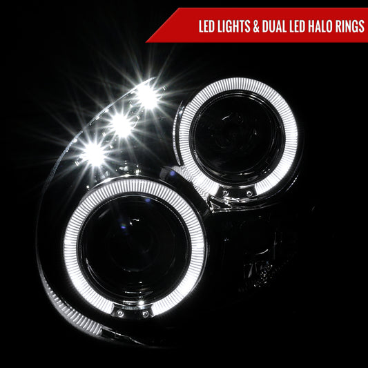 2002-2003 Subaru Impreza Dual Halo Bug Eye Projector Headlights (Glossy Black Housing/Smoked Lens)