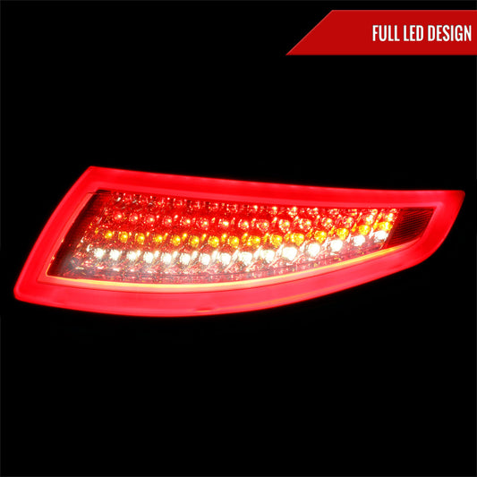 2005-2008 Porsche 911 997 Carrera / 2007-2009 911 997 GT3 LED Tail Lights (Chrome Housing/Red Smoked Lens)