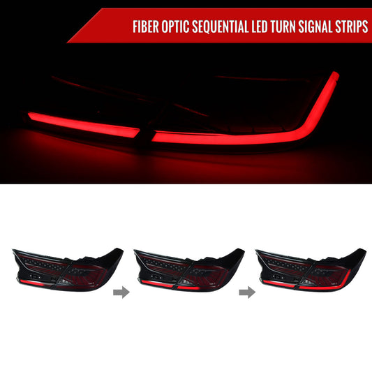 2018-2022 Honda Accord Sedan SQ2 Red LED Sequential Signal Tail Lights (Matte Black Housing/Smoked Lens)