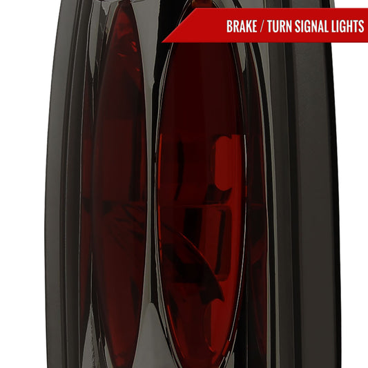 1988-2000 Chevrolet C/K C10/Silverado/Tahoe/Suburban GMC Sierra/Jimmy/Yukon Tail Lights (Chrome Housing/Smoked Lens)