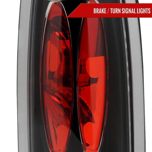 1988-2000 Chevrolet C/K C10/Silverado/Tahoe/Suburban GMC Sierra/Jimmy/Yukon Tail Lights (Matte Black Housing/Clear Lens)