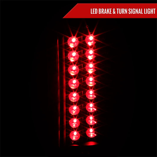 1988-2000 Chevrolet C/K C10/Silverado/Tahoe/Suburban GMC Sierra/Jimmy/Yukon LED Tail Lights (Matte Black Housing/Clear Lens)