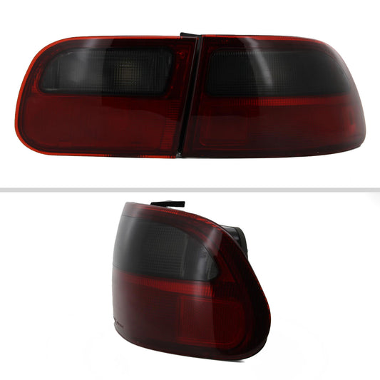 1992-1995 Honda Civic 3DR Hatchback Tail Lights (Chrome Housing/Red Smoked Lens)
