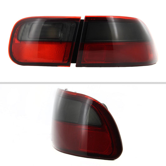 1992-1995 Honda Civic Tail Lights (Chrome Housing/Red Smoked Lens)
