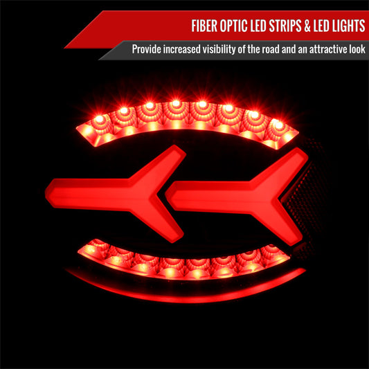 1997-2004 Chevrolet Corvette C5 4 PC White LED Bar Tail Lights (Matte Black Housing/Clear Lens)