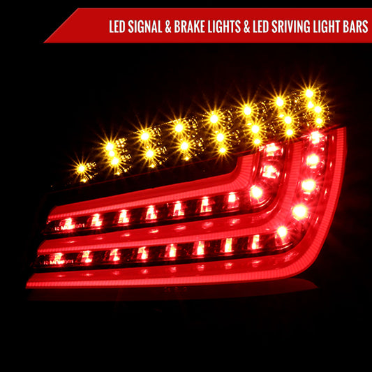 2008-2010 BMW E60 5 Series Sedan LED Tail Lights (Jet Black Housing/Clear Lens)