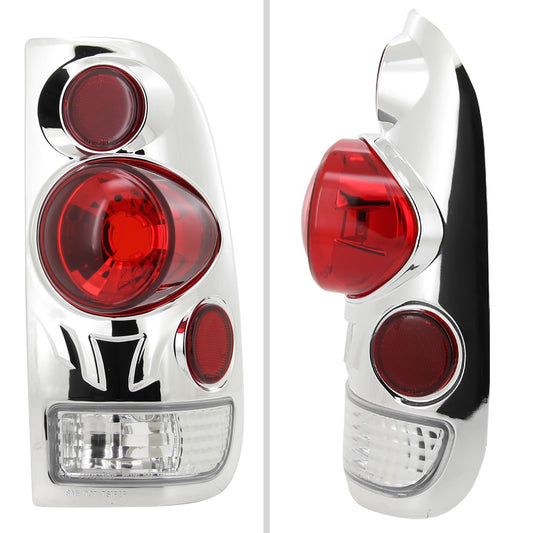 1997-2007 Ford F-150/F-250/F-350/F-450/F-550 Retro Style Tail Lights (Chrome Housing/Clear Lens)