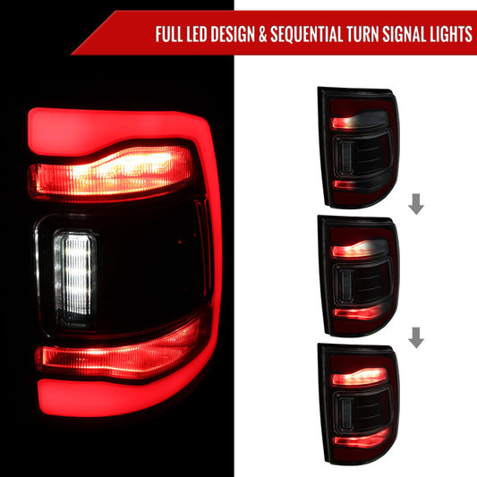 2013-2018 RAM 1500/2500/3500 Sequential Signal LED Tail Lights (Matte Black Housing/Smoked Lens)