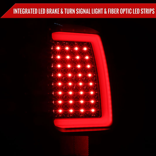 2007-2013 GMC Sierra 1500 / 2007-2014 Sierra 2500HD 3500HD C-Bar LED Tail Lights (Jet Black Housing/Clear Lens)