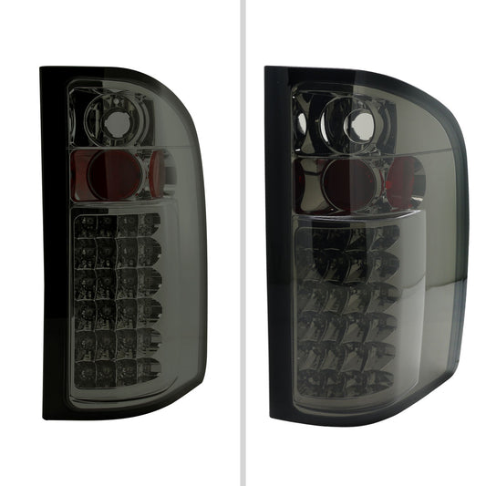 2007-2014 Chevrolet Silverado LED Tail Lights (Chrome Housing/Smoked Lens)