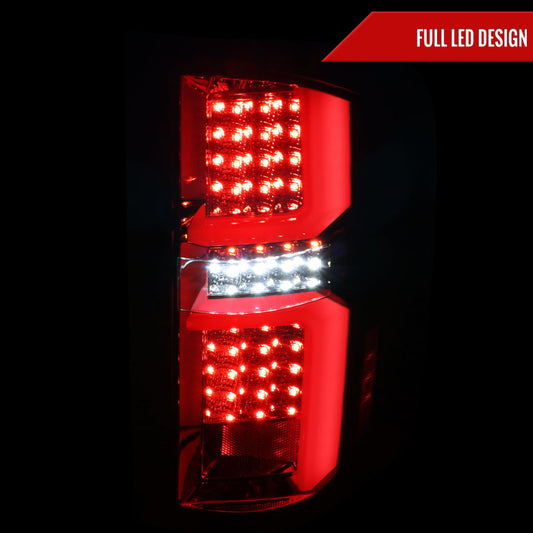 2007-2013 Chevrolet Silverado 1500/ 2007-2014 Silverado 2500HD/3500HD LED Tail Lights with LED Bar (Chrome Housing/Red Clear Lens)