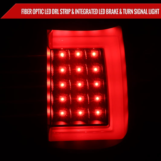 1999-2002 Chevrolet Silverado/ 1999-2006 GMC Sierra Red Bar LED Tail Lights - G2 (Black Housing/Clear Lens)