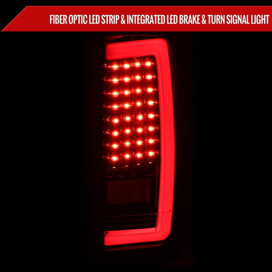 2004-2015 Nissan Titan LED Tail Lights with Red LED Tube (Jet Black Housing/Clear Lens)