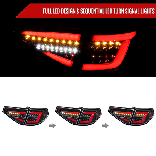 2008-2014 Subaru Impreza WRX Hatchback LED Sequential Tube Tail Lights (Glossy Black Housing/Clear Lens)