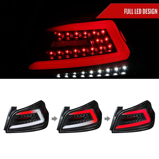 2015-2021 Subaru WRX Sequential White Bar LED Tail Lights (Matte Black Housing/Clear Lens)