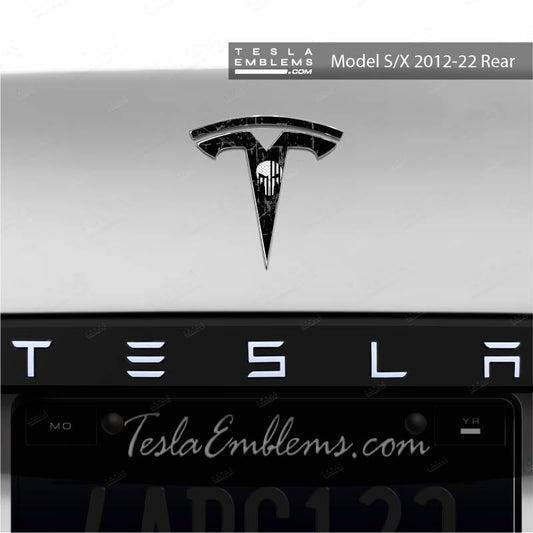 Punisher Tesla Emblem Decals (Front + Back) | Model S