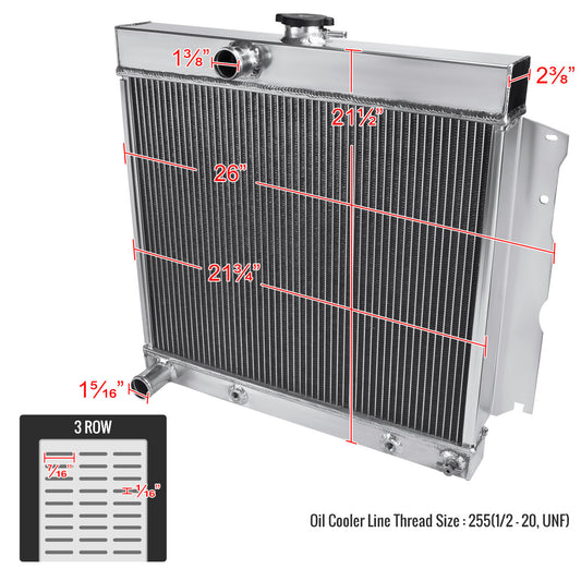 1963-1969 Dodge Dart/Charger/Coronet Plymouth Satellite/Belvedere/Savoy Aluminum 3-Row Performance Radiator
