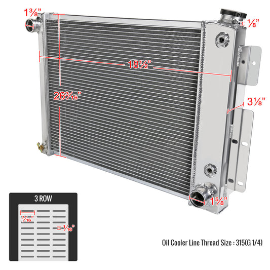 1967-1969 Chevrolet Camaro/ Pontiac Firebird V8 MT Aluminum 3-Row Performance Radiator