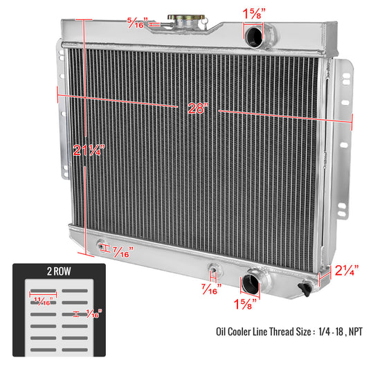 1959-1965 Chevrolet Impala/Bel Air/Biscayne/Chevelle Aluminum 2-Row Performance Radiator