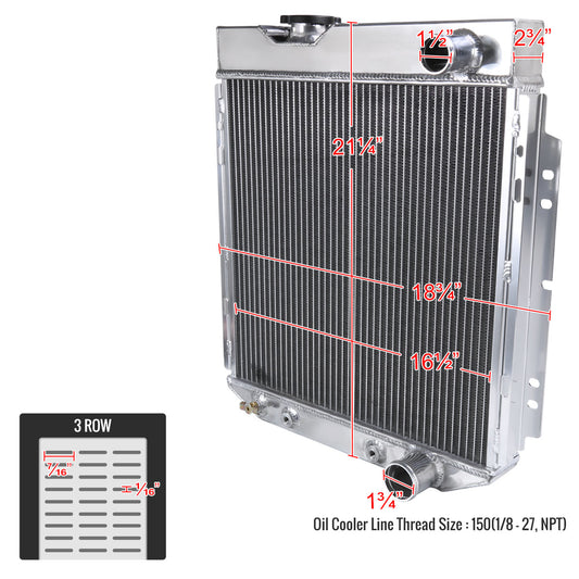 1964-1966 Ford Mustang Shelby V8 L6 Aluminum 3-Row Radiator