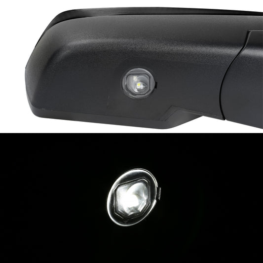 2014-2018 Chevrolet Silverado/GMC Sierra Glossy Black Power Adjustable & Heated Side Mirror w/ LED Puddle Light - Passenger Side Only