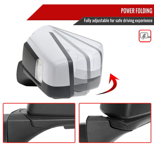 2019-2024 Chevrolet Silverado 1500 Chrome Power Adjustable, Auto-Fold, BSD & Heated Side Mirror w/ LED Puddle and Turn Signal Light - Driver Side Only