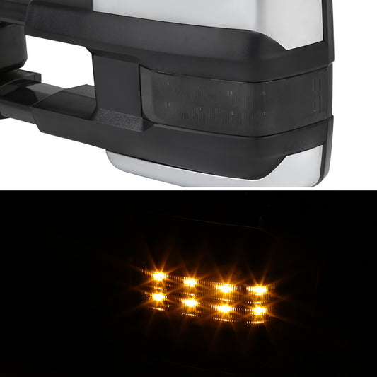 2014-2018 Chevrolet Silverado/ GMC Sierra Power Adjustable, Folding, Heated, & Manual Extendable Towing Mirrors w/ Smoked Lens LED Turn Signal & Clearance Lights