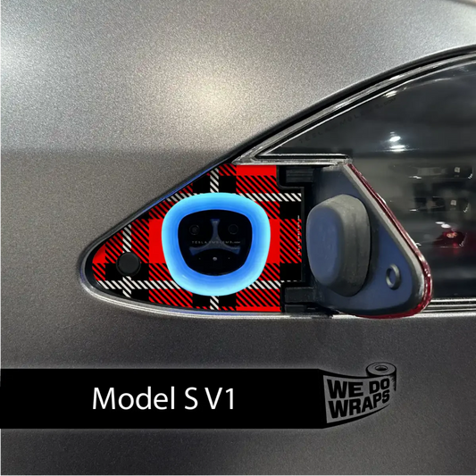 Tartan Plaid Tesla Charge Port Wrap | Model S