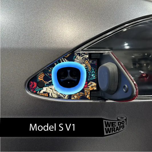 Skull & Rose Tattoo Art Tesla Charge Port Wrap | Model S