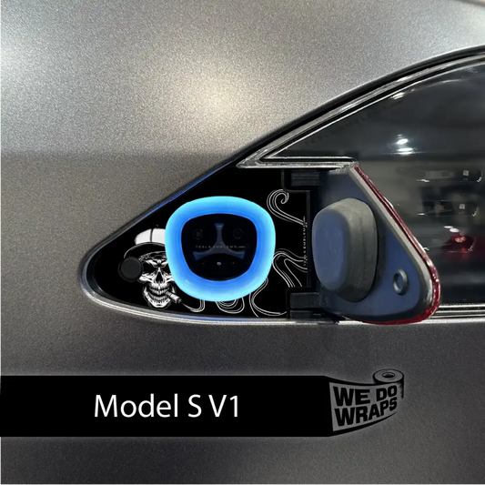 Smoking Skull Art Tesla Charge Port Wrap | Model S