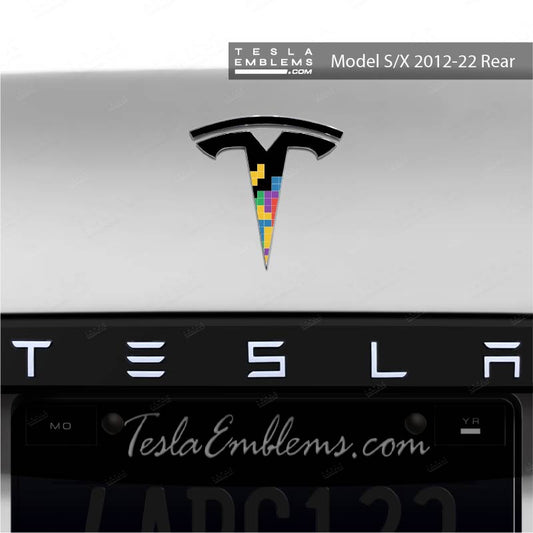 Tetris Tesla Emblem Decals (Front + Back) | Model S