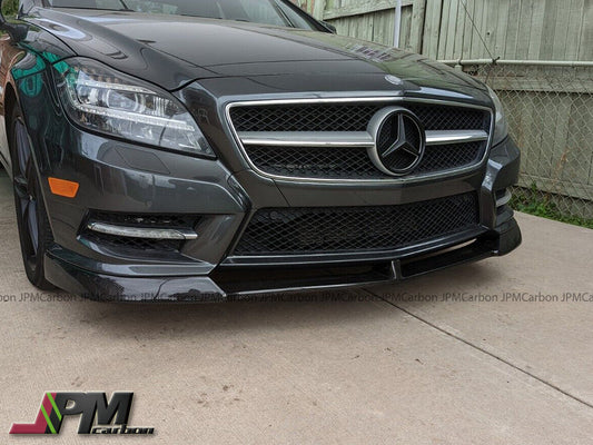 V Style Carbon Fiber Front Bumper Add-on Lip Fits For 2011-2014 Mercedes-Benz W218 Pre-facelift CLS-Class with AMG Sport Package Only