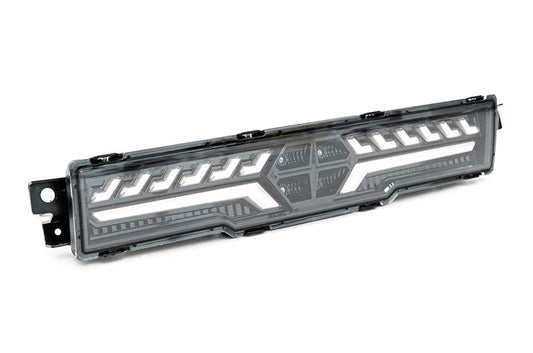 OLM V2 F1 Rear Fog Light (Clear Lens, Black Base, White Bar) - 2022 BRZ / GR86