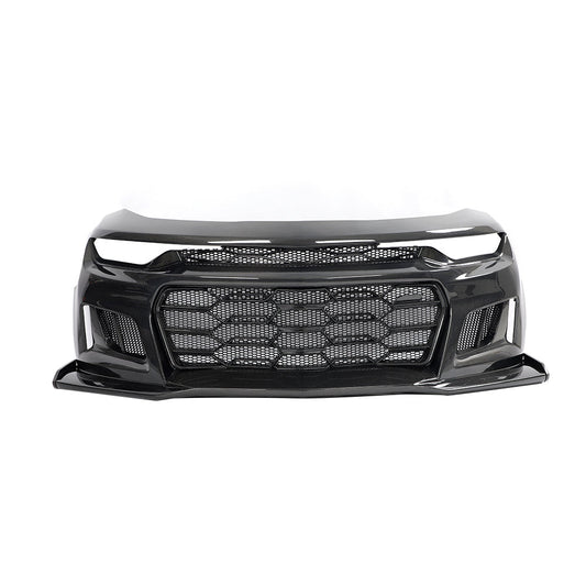 2019-2025 Chevy Camaro SS RS LT Black Panther ZL1 1LE 1PC Full Gloss Carbon Fiber Track Package Front Bumper Conversion for RS Headlights