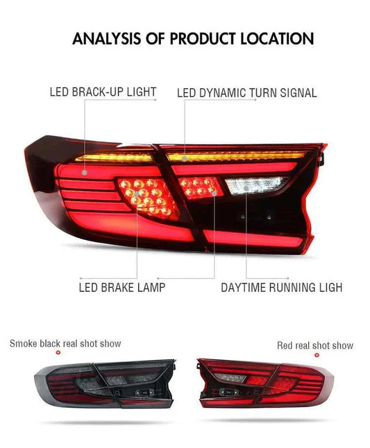 NTXGlow Smoked LED Tail Lights with Start-up Animation (2018-2022 Honda Accord)