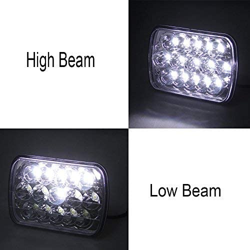 Black Pair 45W 7x6 5x7 6052 6054 H5054 H6054 Hi/Low Sealed Beam LED Headlights Replacement for Chevy Express Cargo Van 1500