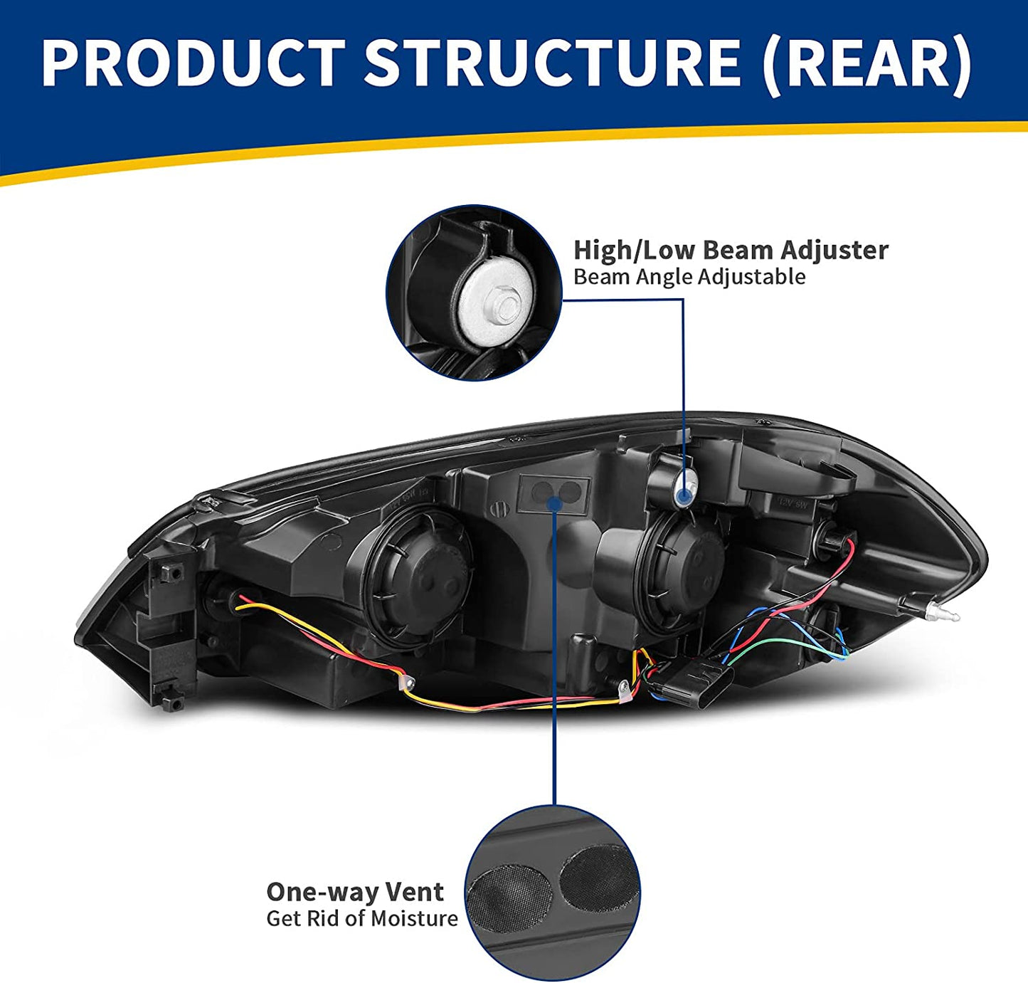AUTOSAVER88 Headlight Assembly Compatible with 2006-2013 Chevy Impala 06 07 Chevy Monte Carlo Replacement Headlamp Driving Light Black Housing Clear Reflector Clear Lens 25958359 25958360 A Black Housing Clear Reflector Clear Lens OE Replacement