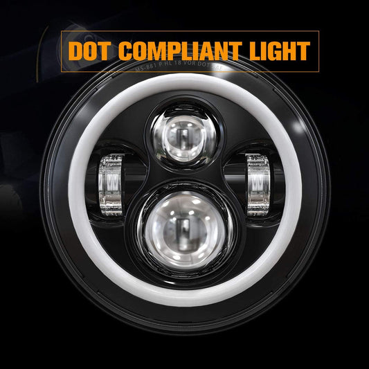 Gxenogo 7 Inch LED Halo Headlights With Turn Signal Amber White Drl Compatible 20072017 Jeep Wrangler Jk Jku Headlamp Replacement1 Pair Black