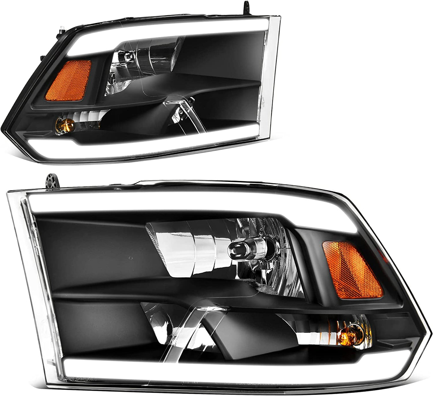 AUTOSAVER88: Montaje de faros delanteros compatible con Dodge Ram 4 puertas 1500 2500 3500, modelo 2009 a 2018. Faro de repuesto para Pickup. Color Negro. Lentes con carcasa transparente.