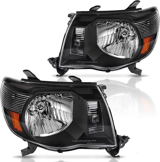 Dwvo Headlight Assembly Compatible With 2005 2006 2007 2008 2009 2010 2011 Tacoma Pickup Truck Oe Replacement Chrome Housing Amber Reflector