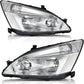 AUTOSAVER88 Headlight Assembly Compatible with 03 04 05 06 07 Accord OE Replacement Chrome Headlights w/Clear Housing