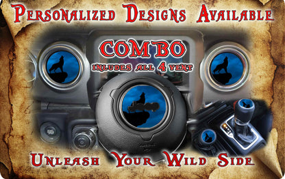 Steering wheel decal Blue wolf 130