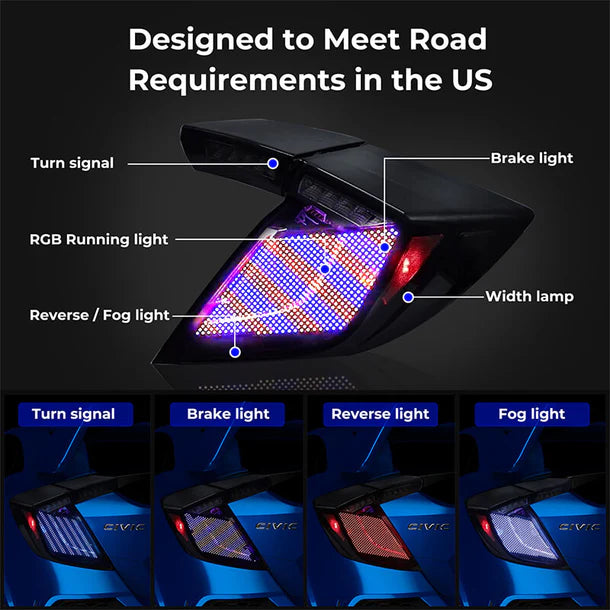16 - 20 Honda Civic Hatchback MATRIX RGB LED tail lights