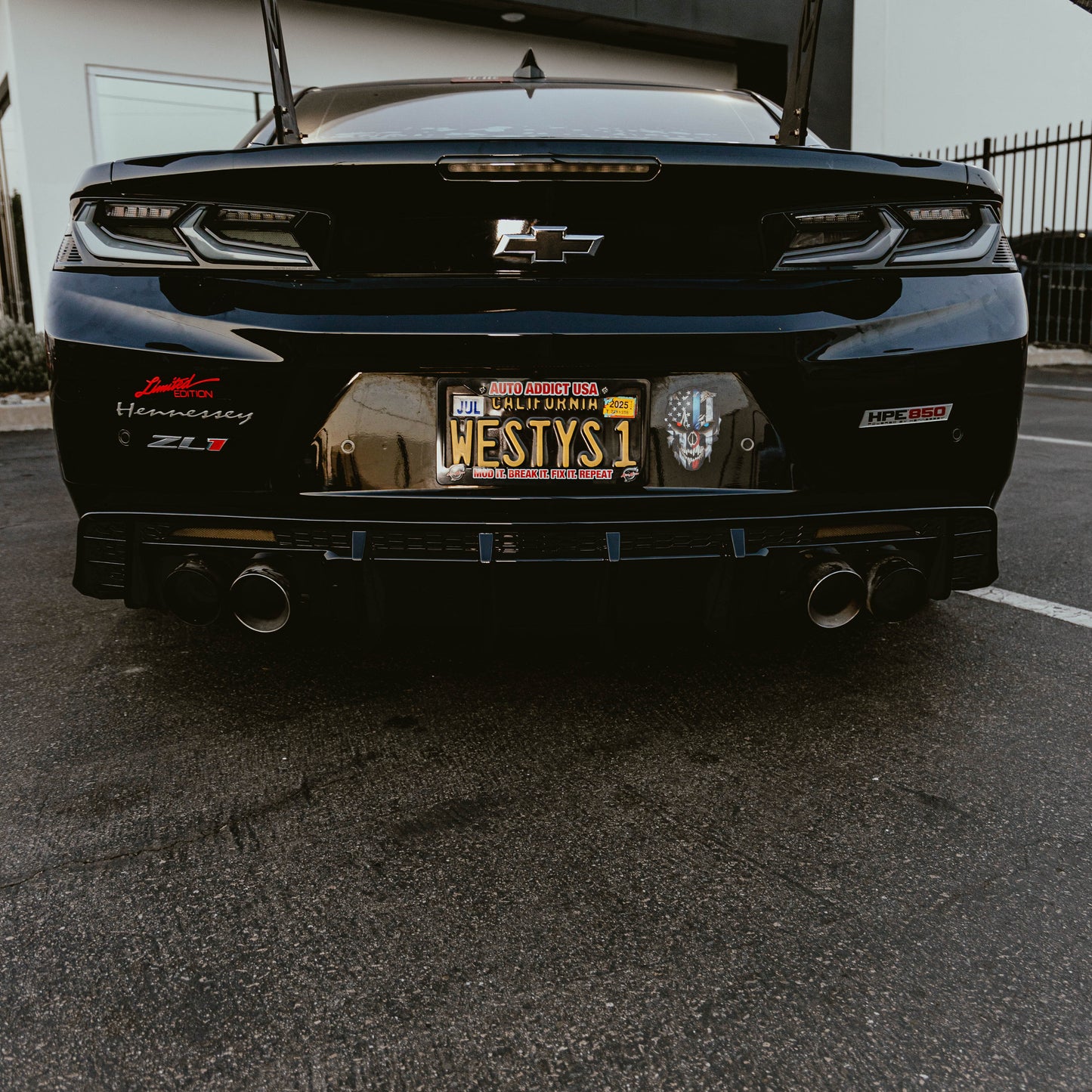 2017-2025 Chevy Camaro ZL1 / ZL1 1LE EVO Diffuser W/ Smokey Reflectors Gloss Black
