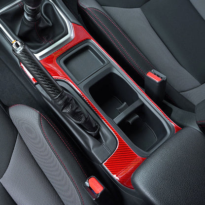 JDMuscle [22-25 WRX] P&S Series Carbon Fiber Cup Holder Trim Cover | Black Carbon Fiber/ Red Carbon Fiber
